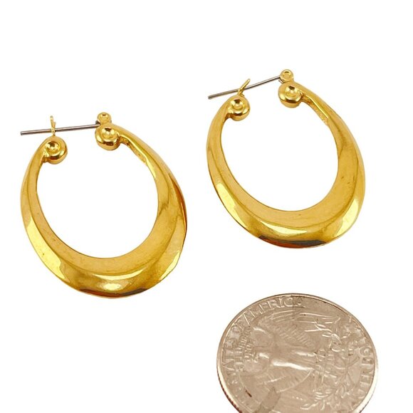 Givenchy 1990s Vintage Hoop Logo Earrings Signed Designer - Picture 7 of 8